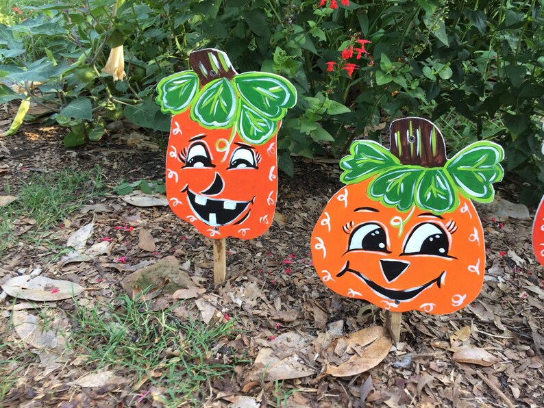 Halloween outdoor Wooden stakes Fall garden stakes Etsy