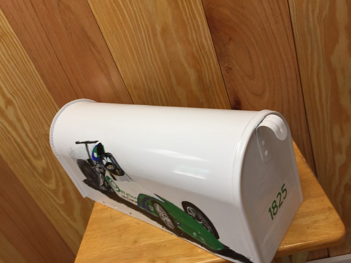 Hand Painted Mailboxes Race Car Mailbox Last Name Curb Etsy