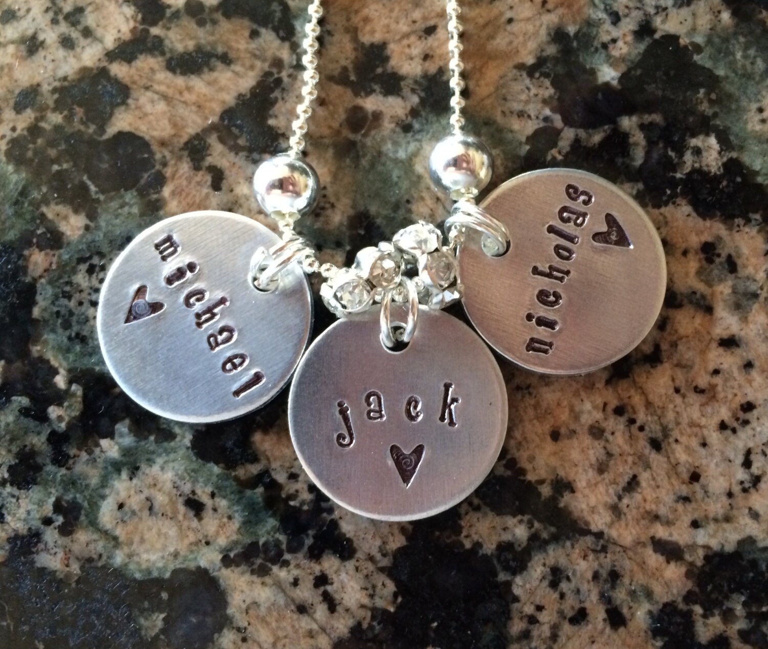 Charm necklace shop with children's names