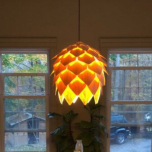 Pendant Light-Wood Pendant Light-Chandelier-Light Fixture-Artichoke Light-Ceiling Light-Acorn Light-Hop Light-Pine Cone Light-Chinese Ash