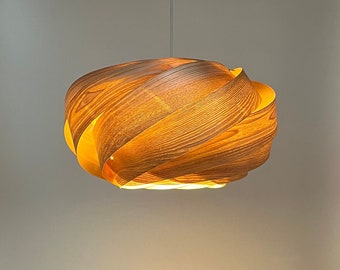 Pendelleuchte-Kronleuchter-Leuchte-Holz Pendelleuchte-Deckenleuchte-Beleuchtung-Rustisches Licht-Holz Lampenschirm-NEST Pendelleuchte-Chinesische Esche
