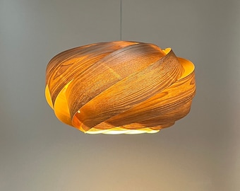 Wood Pendant Light-Nest Pendant Light-Asian Ash-Lighting-Chandelier-Ceiling Light-Rustic Light-Hanging Lamp