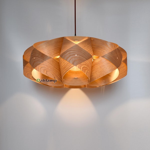 Trä Orbit Pendellampa - Asiatisk Ask - Ljuskrona - Belysning - Taklampa - Rustik Lampa