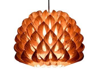 Pendant Light-Chandelier-Light Fixture-Wood Pendant Light-Ceiling Light-Lighting-Hanging Lamp-Rustic Light-Dahlia Pendant Lamp-Rosewood