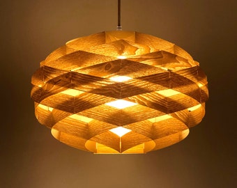 Pendant Light-Chandelier-Light Fixture-Wood Pendant Light-Ceiling Light-Lighting-Rustic Light-Wood Lamp-Oval Woven Pendant Lamp-Chinese Ash