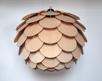 Pendant Light-Chandelier-Light Fixture-Wood Pendant Light-Ceiling Light-Acorn Light-Hop Light-Artichoke Light-Round Pine Cone Lamp-MorePetal