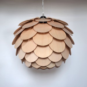 Pendant Light-Chandelier-Light Fixture-Wood Pendant Light-Ceiling Light-Acorn Light-Hop Light-Artichoke Light-Round Pine Cone Lamp-MorePetal