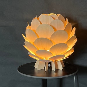 NewTable Lamp,Artichoke Light,Acorn Light,Wooden Desk lamp,Bedside Table Lamp, Hop Light,Plywood Lamp,Round Pine Cone Table Lamp image 1