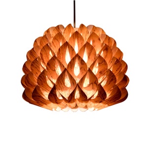 Ceiling Light-Pendant Light-Chandelier-Light Fixture-Wood Pendant Light-Lighting-Hanging Lamp-Rustic Light-Dahlia Pendant Lamp-Rosewood