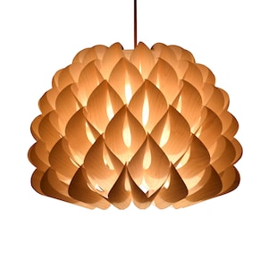 Ceiling Light-Wood Pendant Light-Pendant Light-Chandelier-Light Fixture-Hanging Lamp-Rustic Lighting-Handmade Dahlia Pendant Lamp-Maple