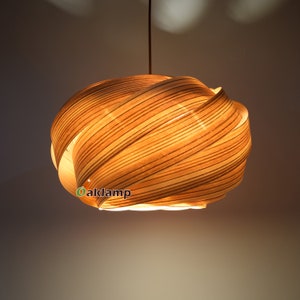 Pendant Light-Wood Pendant Light-Chandelier-Light Fixture-Ceiling Light-Rustic Light-Wood Light-NEST Pendant Lamp-Engineered Zebrano Veneer