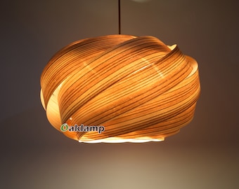 Chandelier-Light Fixture-NEST Pendant Lamp-Engineered Zebrano Veneer-Pendant Light-Wood Pendant Light-Ceiling Light-Rustic Light-Wood Light