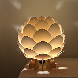 NewTable Lamp-Wooden Desk lamp,Artichoke Lamp,Acorn Light,Bedside Table Lamp,Hop Light, Light Fixture-Lampshade-Pine Cone Table Lamp image 1