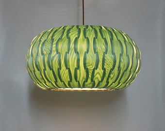 New!!Drum Pendant Lamp-Green Ash Engineered Wood Veneer-Chandelier Lighting-Ceiling Light-Light Fixture