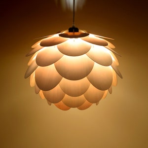 Pendant Light-Wood Pendant Light-Chandelier-Lighting-Ceiling Light-Acorn Light-Artichoke Light-Light Fixture-Hop Light-Round Pine Cone Lamp
