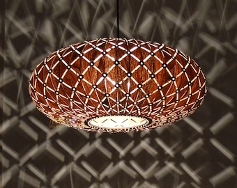 Lighting-Walnut Galaxy Pendant Light-Chandelier-Wood Pendant Light-Ceiling Light