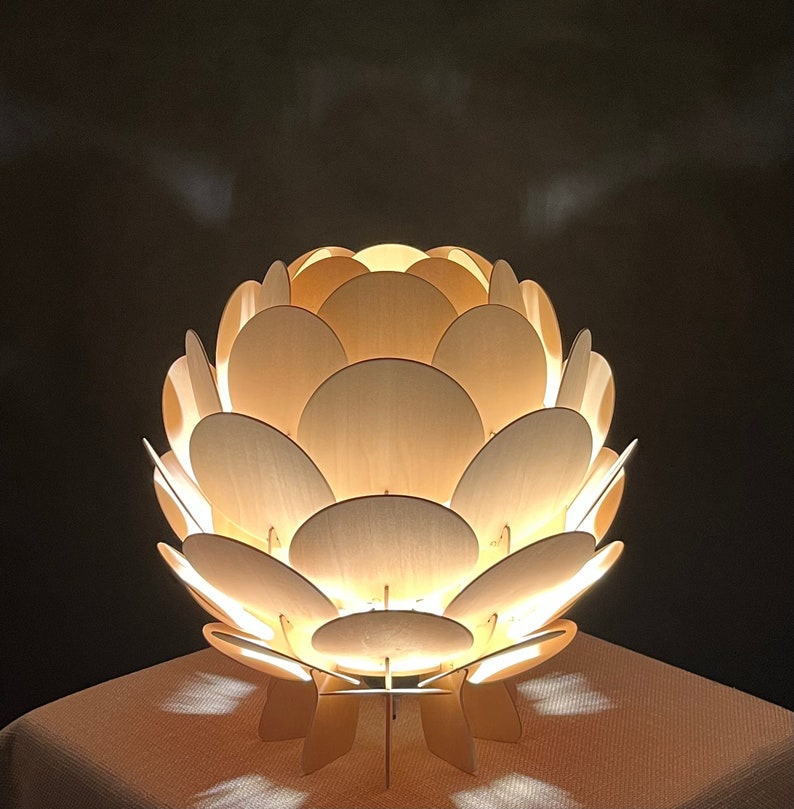 NewTable Lamp,Artichoke Light,Acorn Light,Wooden Desk lamp,Bedside Table Lamp, Hop Light,Plywood Lamp,Round Pine Cone Table Lamp image 3