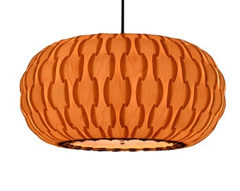 Wood Pendant Light-Chandelier-Pendant Light-Ceiling Light-Hanging Lamp-Light Fixture-Rustic Light-Drum Pendant Lamp-Maple Veneer