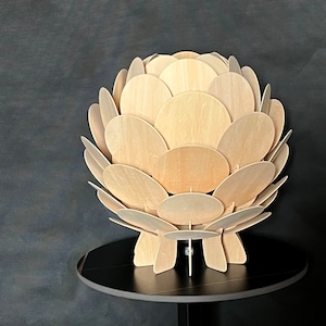 NewTable Lamp,Artichoke Light,Acorn Light,Wooden Desk lamp,Bedside Table Lamp, Hop Light,Plywood Lamp,Round Pine Cone Table Lamp image 2