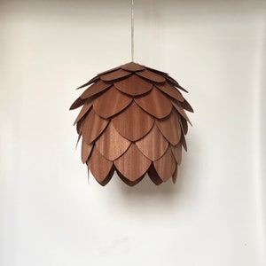 New!Ceiling Light-Wood Pendant Light-Chandelier-Light Fixture-Artichoke Light-Acorn Light-Lighting-Handmade Pine Cone Pendant Light-Sapele