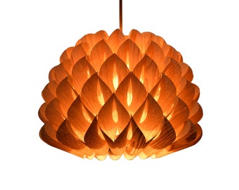 Ceiling Light-Chandelier-Dahlia Pendant Light-Chinese Ash-Wood Pendant Light-Rustic Lighting
