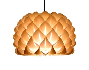 Handmade Maple Wood Pendant Light-Bloom 1-Light Pendant Lamp-Chandelier-Light Fixture-Pendant Light-Ceiling Light-Wood Light-Rustic Light
