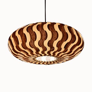 Wood Pendant Light-Pendant Light-Ceiling Light-Chandelier-Light Fixture-Hanging Lamp-Lighting-WAVE PENDANT LAMP-Maple&Walnut Veneer