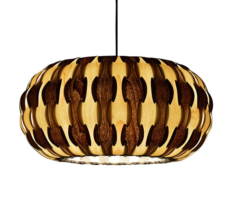 Pendant Light-Chandelier-Wood Pendant Light-Light Fixture-Ceiling Light-Hanging Lamp-Pendant Lighting-DRUM PENDANT LAMP-Maple&Walnut image 4