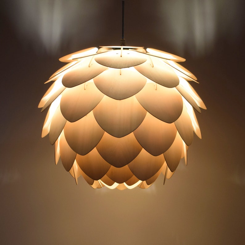 Pendant Light-Chandelier-Wood Pendant Light-Lighting-Artichoke Light-Ceiling Light-Lighting-Acorn Light-Hop Light-Pointed Pine Cone Lamp image 2