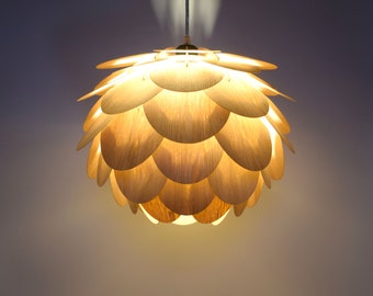 Wood Pendant Light-Pendant Light-Chandelier Lighting-Artichoke Light-Ceiling Light-Acorn Light-Hop Light-Pine Cone Light-Chinese ash