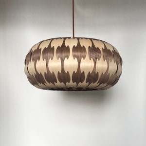 Pendant Light-Chandelier-Wood Pendant Light-Light Fixture-Ceiling Light-Hanging Lamp-Pendant Lighting-DRUM PENDANT LAMP-Maple&Walnut image 2