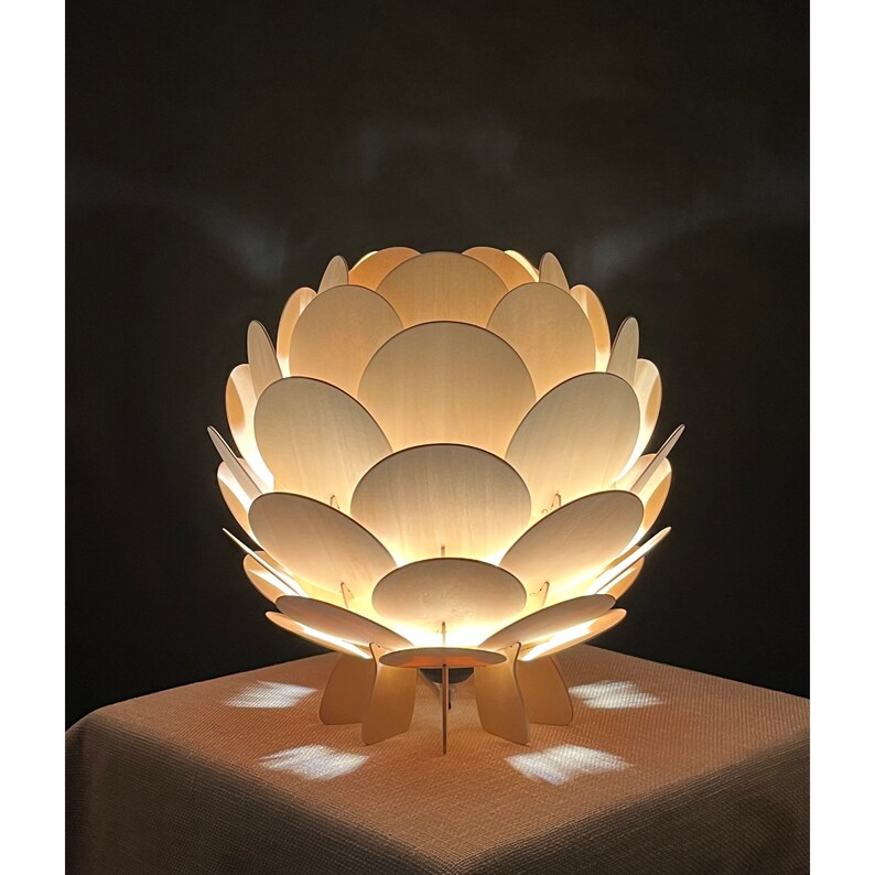 NewTable Lamp,Artichoke Light,Acorn Light,Wooden Desk lamp,Bedside Table Lamp, Hop Light,Plywood Lamp,Round Pine Cone Table Lamp image 7