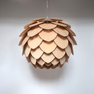 Pendant Light-Chandelier-Wood Pendant Light-Lighting-Artichoke Light-Ceiling Light-Lighting-Acorn Light-Hop Light-Pointed Pine Cone Lamp image 1