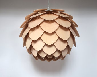 Pendant Light-Chandelier-Wood Pendant Light-Light Fixture-Lighting-Artichoke Light-Acorn Light-Hop Light-XL-Pointed Pine Cone Lamp