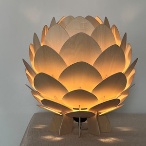 NewTable Lamp-Wooden Desk lamp,Artichoke Lamp,Acorn Light,Bedside Table Lamp,Hop Light, Light Fixture-Lampshade-Pine Cone Table Lamp image 3