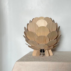 NewTable Lamp,Artichoke Light,Acorn Light,Wooden Desk lamp,Bedside Table Lamp, Hop Light,Plywood Lamp,Round Pine Cone Table Lamp image 5