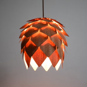 Ceiling Light-Pendant Light-Wood Pendant Light-Chandelier-Light Fixture-Artichoke Light-Acorn Light-Handmade Pine Cone Pendant Light-Sapele