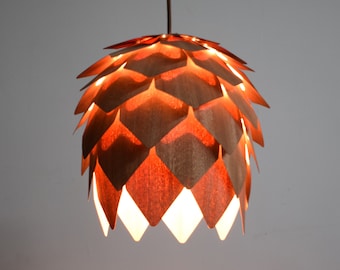 Ceiling Light-Pendant Light-Wood Pendant Light-Chandelier-Light Fixture-Artichoke Light-Acorn Light-Handmade Pine Cone Pendant Light-Sapele