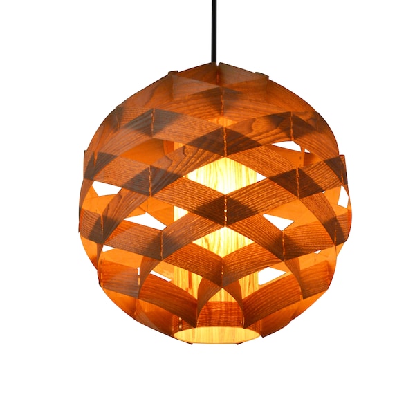 Chandelier Lighting-Wood Pendant Light-Pendant Light-Ceiling Light-Hanging Lamp-Lighting-Rustic Light-Woven Ball Pendant Lamp-Asian Ash