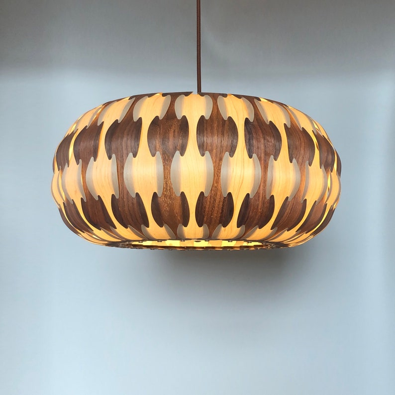 Pendant Light-Chandelier-Wood Pendant Light-Light Fixture-Ceiling Light-Hanging Lamp-Pendant Lighting-DRUM PENDANT LAMP-Maple&Walnut image 1