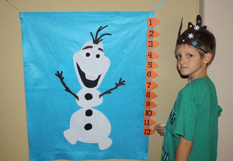 Larger size Pin the Nose on Olaf Frozen Party Reusable Felt Game