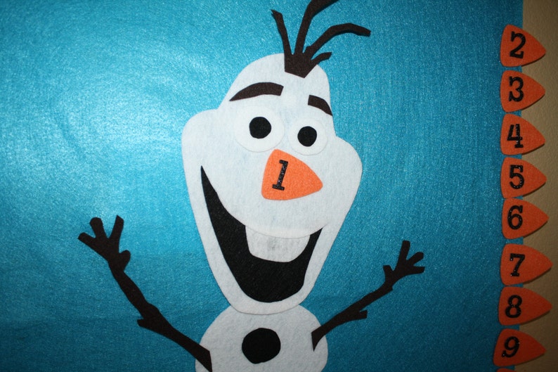 Larger size Pin the Nose on Olaf Frozen Party Reusable Felt Game