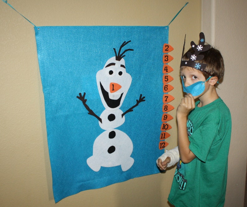 Larger size Pin the Nose on Olaf Frozen Party Reusable Felt Game