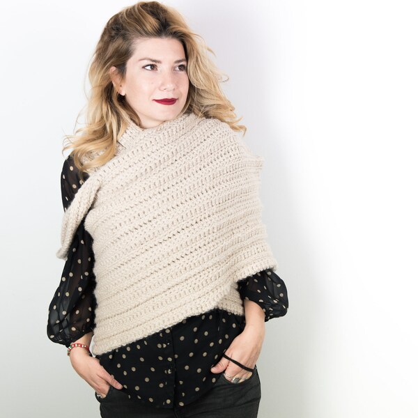 Cape et crochet écharpe en laine et alpagas: un chaud, confortable et enveloppant, mod. Lyon