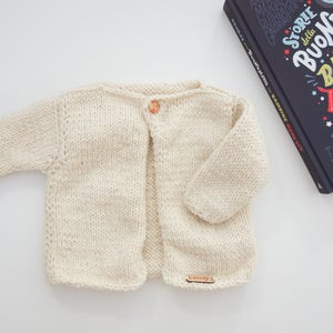 Knitted baby cardigan for newborn in wool and alpaca for baby and kids, knitted kids sweater for winter, girl and boy knitwear