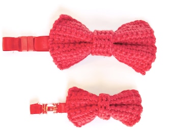 Father's gift: set of two bow tie for father and son, handmade crocheted in cotton