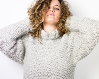 Chunky hand knitted sweater in wool and alpaca | cozy and warm oversized winter pullover | mod. BEECH