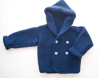 Golfino estivo per bambino con cappuccio, cardigan abbottonato realizzato ai ferri in cotone, giacca con cappuccio per primavera bambini