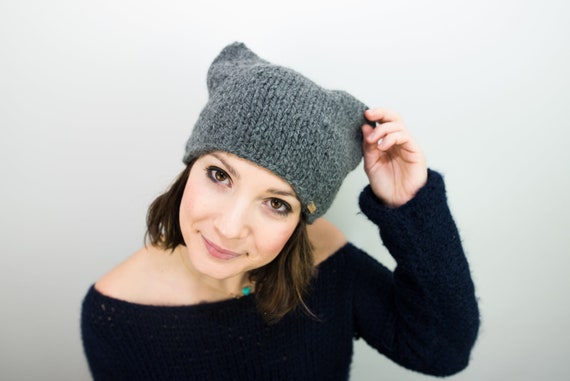 Cappello con orecchie da donna ai ferri in lana e alpaca | Etsy Italia