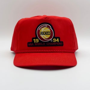 Houston Rockets Hat Vintage NBA Rockets Basketball World Champions 1994 Hat Retro Patch Red Trucker Rope Snapback Cap 90s